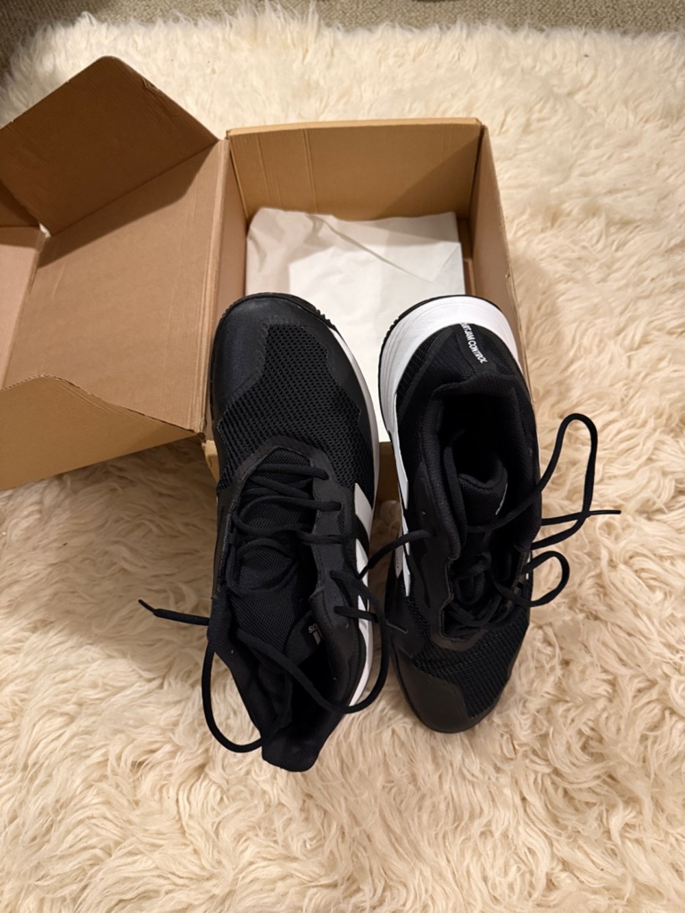 adidas Black Athletic Sneakers with White Label Detail Men’s 11.5